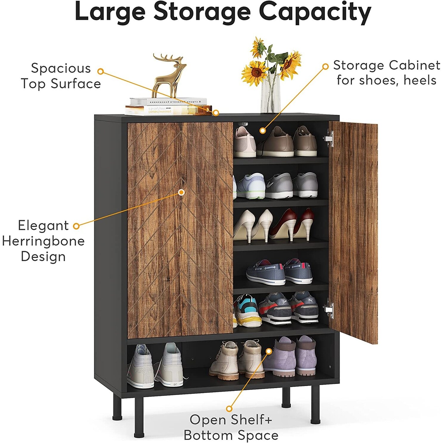 Shoe Cabinet, Rattan Shoe Rack Organizer, 6 Tiers 24-30 Pairs Heavy Duty  Shoe Storage Cabinet with Doors for Entryway - On Sale - Bed Bath & Beyond  - 37006927