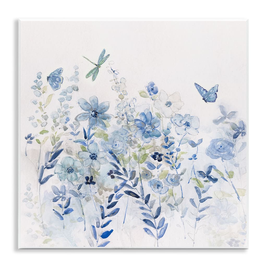 Stupell Delicate Blue Floral Garden Wall Plaque Art by Sally Swatland