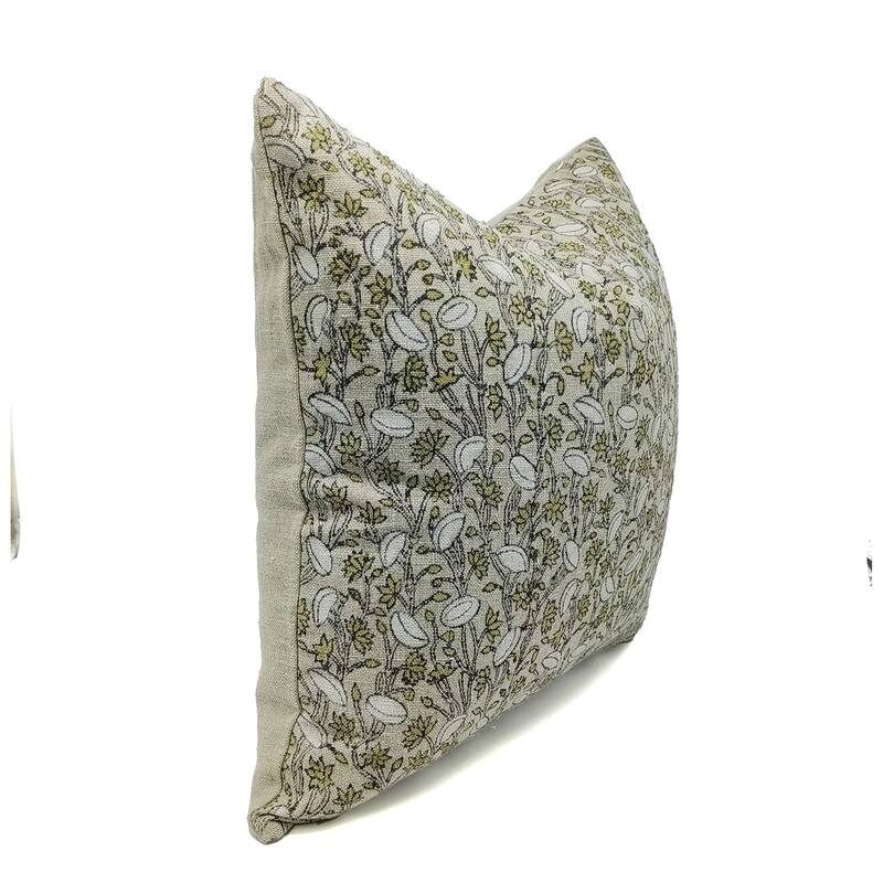Linen Boho Block print pillow Cover - Pishta