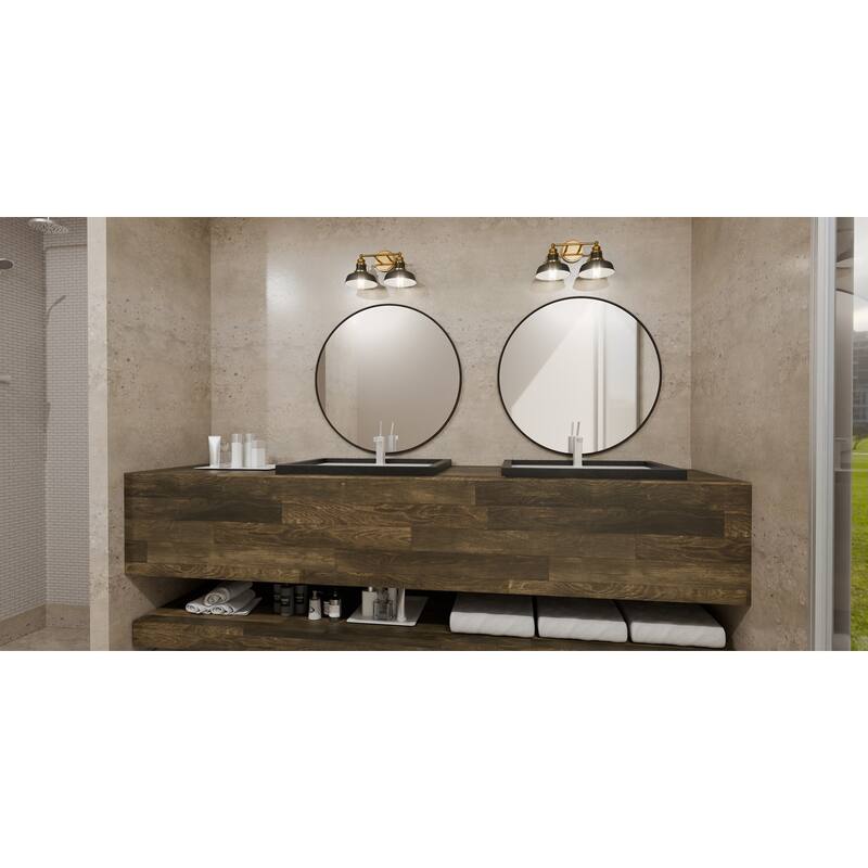 Huxley 2-Light Aged Brass Bath Light