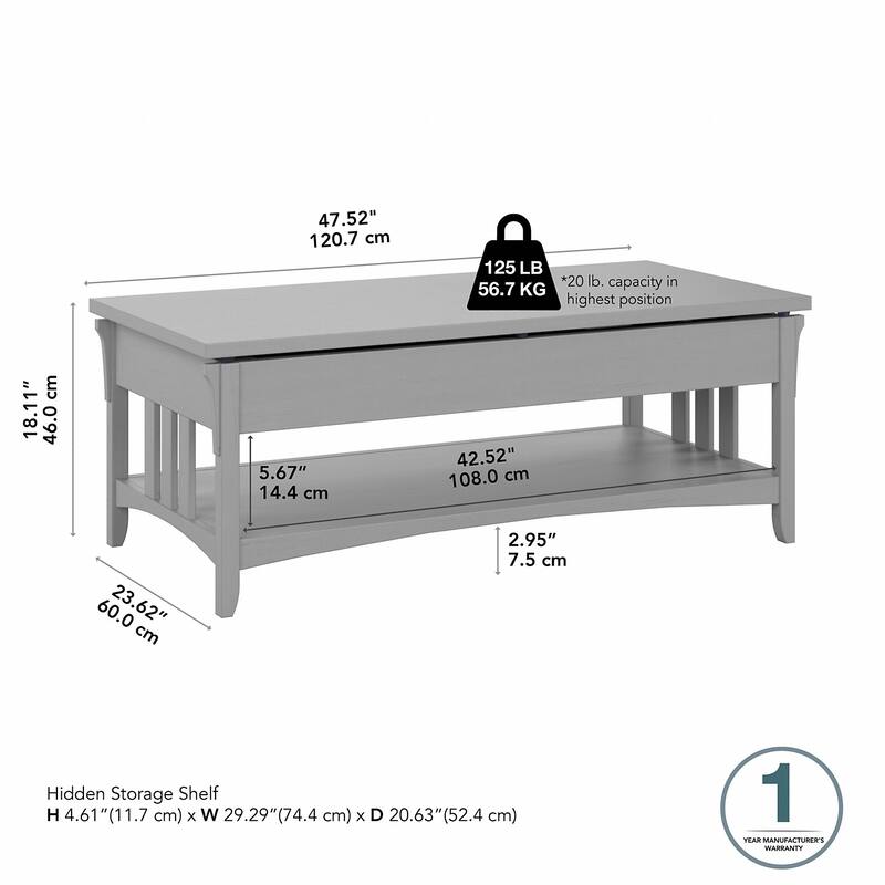 Salinas Lift Top Coffee Table Desk with Storage by Bush Furniture