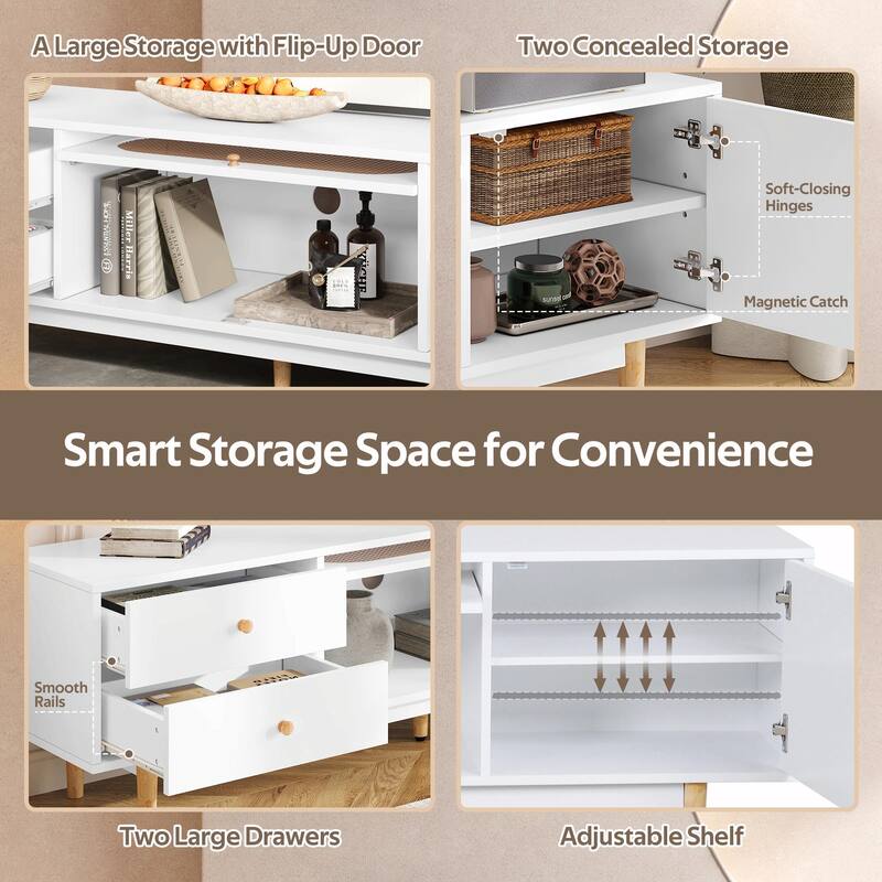 70 Inch TV Stand for TVs up to 80 Inch - Minimalist TV Console Table with Drawers