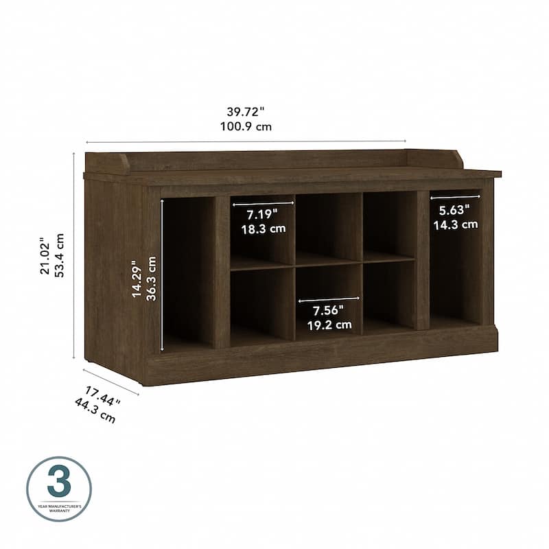 Woodland 40W Shoe Storage Bench with Shelves by Bush Furniture