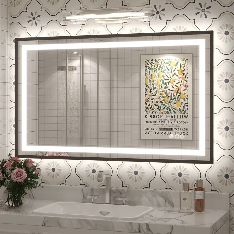 KIOTEE 24V Ultra-Bright LED Bathroom Mirror, Anti-Fog, Tempered Glass - 40x24
