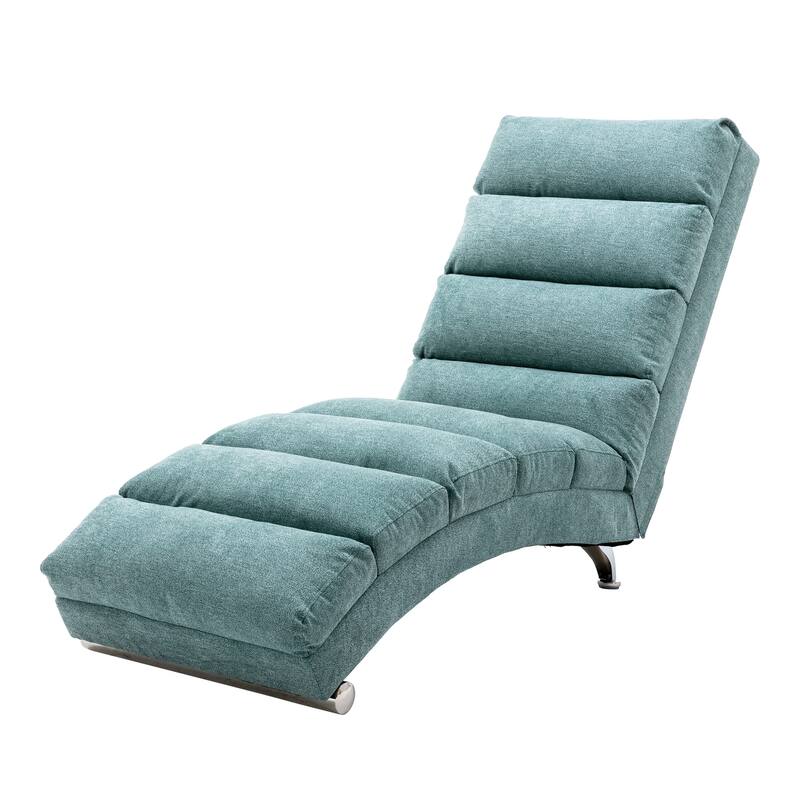Luxury Upholstered Chaise Lounge Chair with Vibration for Relaxation, Fixed Back Fabric Leisure Recliner Sofa