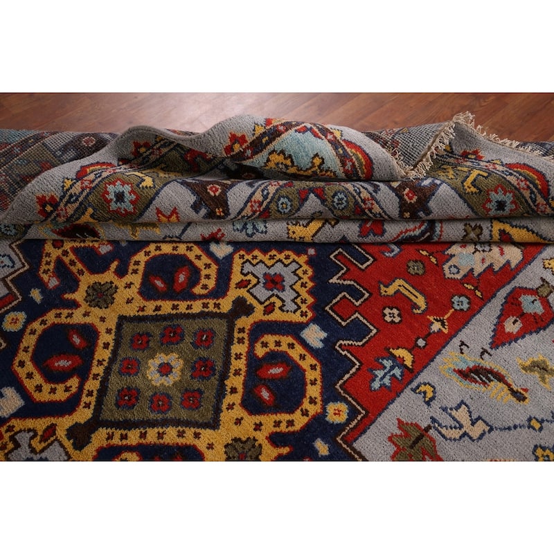 Tribal Geometric Heriz Serapi Indian Area Rug Hand-Knotted Wool Carpet - 8'11" x 11'8"