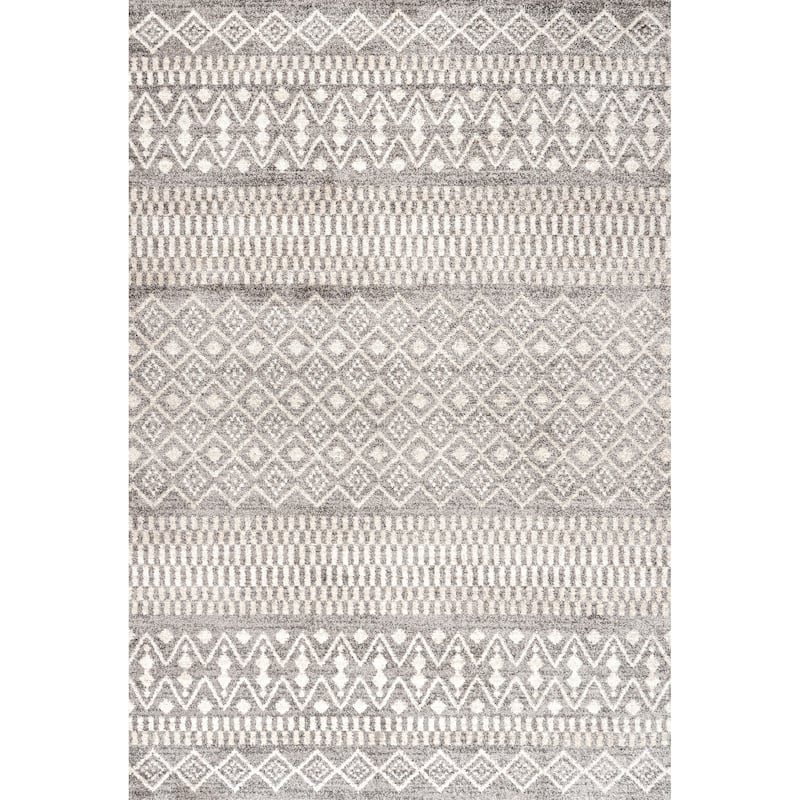 JONATHAN Y Bhalil Berber Geometric Stripe Area Rug - 3 X 5 - Gray/Cream