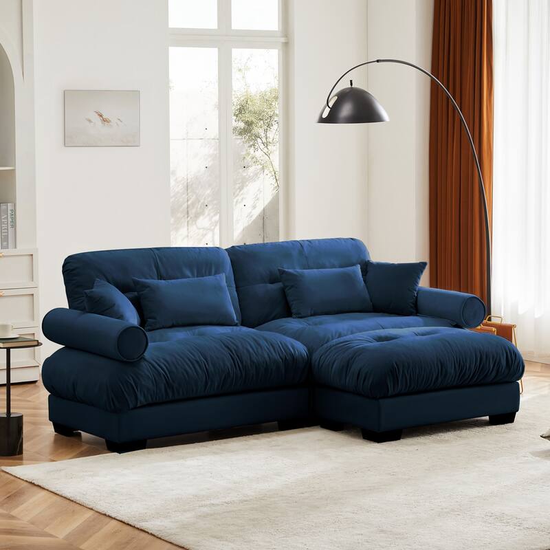 Modern Sectional Couch Comfortable Upholstered Sofa Set with Lumbar Pillow and Throw Pillow for Living Room