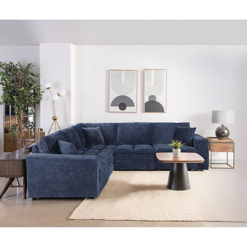 Atlantic 5-Piece Upholstered Modular Sectional Sofa Blue