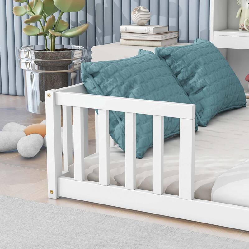 WM Full Floor Bed with Side Bookcase