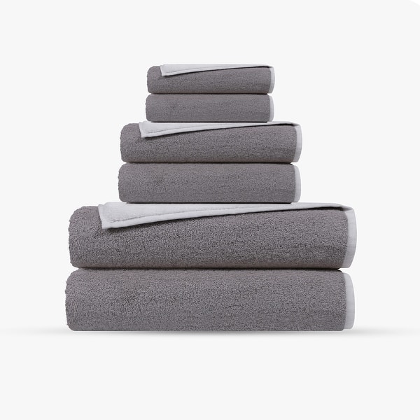 slide 2 of 6, Double Face 6 pcs Turkish Towels Set White Silver