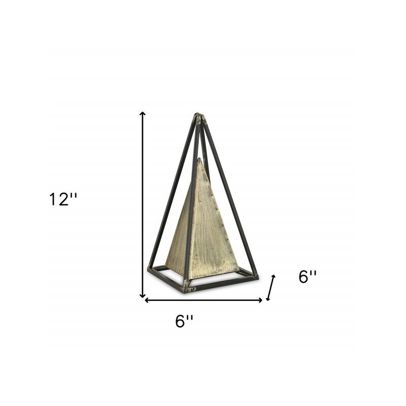 HomeRoots Narrow Metal Triangular Decorative Sculpture - 6' X '12' X '6