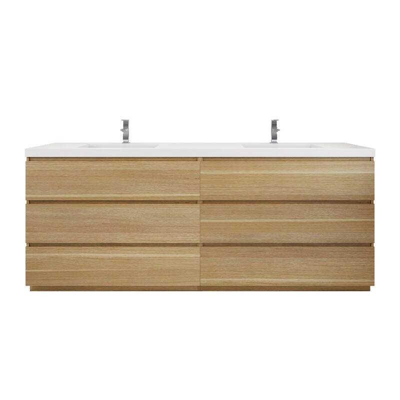 Aron 84'' Freestanding Vanity with Double Reinforced Acrylic Sink - 84'' Width - White Oak