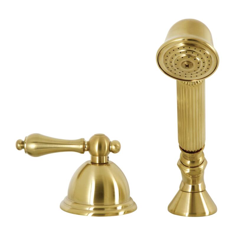 Vintage Deck Mount Hand Shower with Diverter for Roman Tub Faucet - Brushed Brass