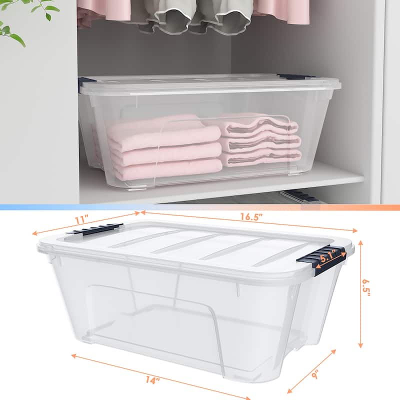 Costway 12 Pack Latch Stack Storage Box Tubs Bins Latches Handles - Transparent - 16.5'' X 11.0'' X 6.5''