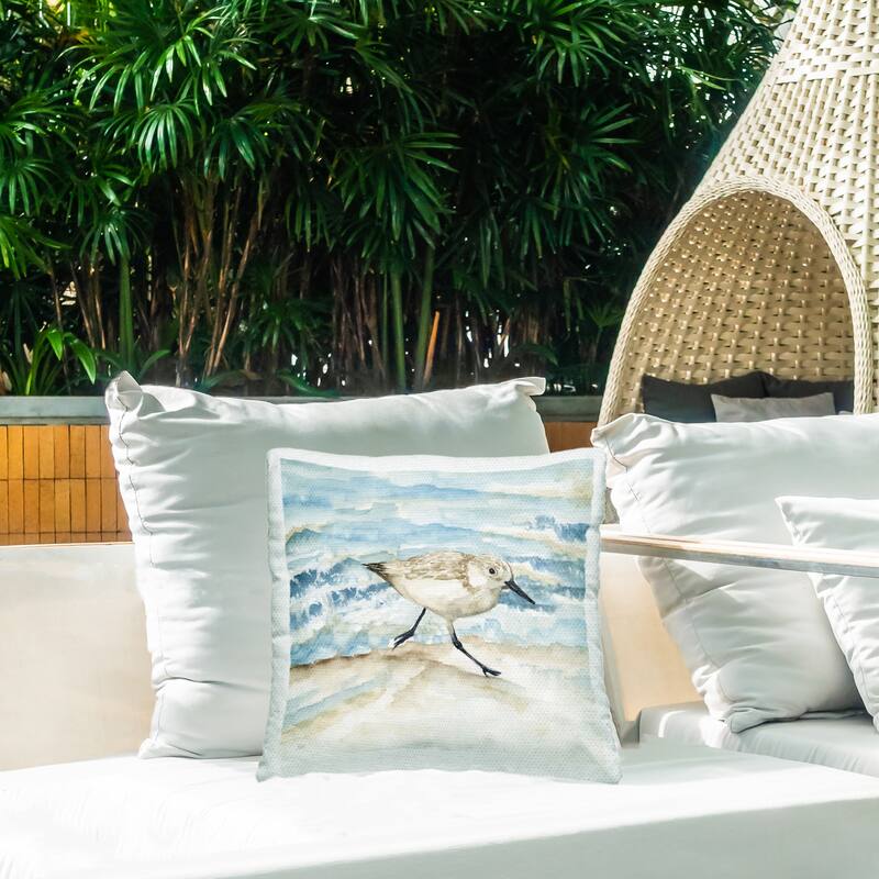 Stupell Sandpiper Striding Shore Printed Outdoor Throw Pillow Design by Nan