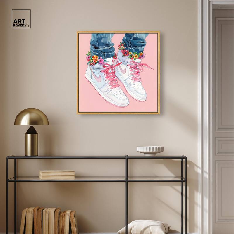 Blush Floral Bloom Sneakers Canvas by Art Remedy