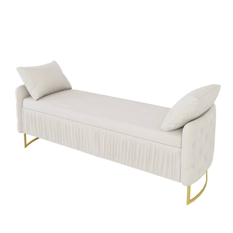 2-Piece Bedroom Set with Velvet Upholstered Bed and Storage Ottoman Bench by Harper&Bright Designs