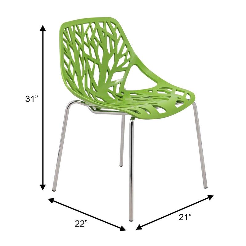Asbury Stackable Dining Chair with Chrome Legs Side Chair with Modern Cut-Out Design Backrest