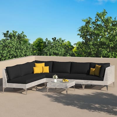 FINCATI Luxury Modern Patio Furniture Set with Side Table, Outdoor Wicker Conversation Set with 500 lbs Oversized Seats