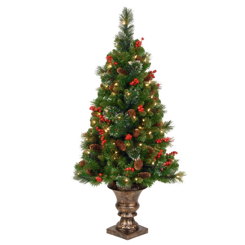 National Tree Company 4 ft. Crestwood Spruce Entrance Tree with Clear Lights - 4 Foot