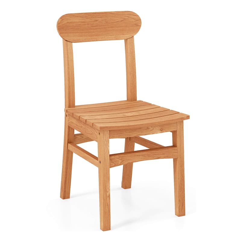 Costway 1/2 PCS Patio Teak Wood Chair Wooden Armless Dining Chair - 1 PCS