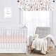 preview thumbnail 3 of 4, Pink and Grey Watercolor Floral Window Curtain Valance - Blush Gray White Shabby Chic Rose Flower Polka Dot Tiered Ruffled