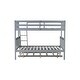 preview thumbnail 12 of 20, Twin Over Full Rubber Wood Bunk Bed with Trundle,Convertible Ladder and Guardrail