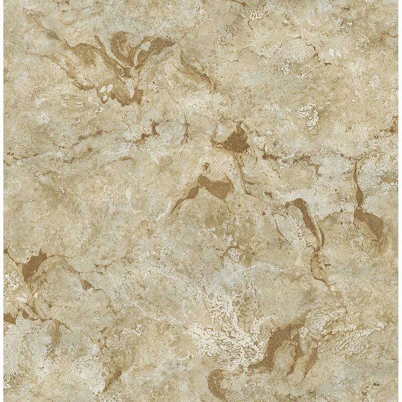 Seabrook Designs Lozano Faux Marble Embossed Vinyl Unpasted Wallpaper - 27 in. W x 27 ft. L - 27 in. W x 27 ft. L - Metallic Caramel