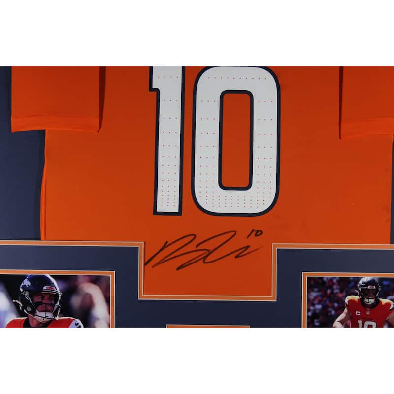Bo Nix Autographed Denver Broncos Signed Nike Game Orange Football Framed Jersey Beckett COA - 8' x 11'