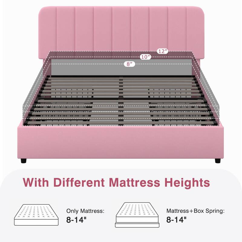 Javlergo Upholstered Platform Bed Frame with Storage Drawers and Adjustable Headboard, No Box Spring Needed