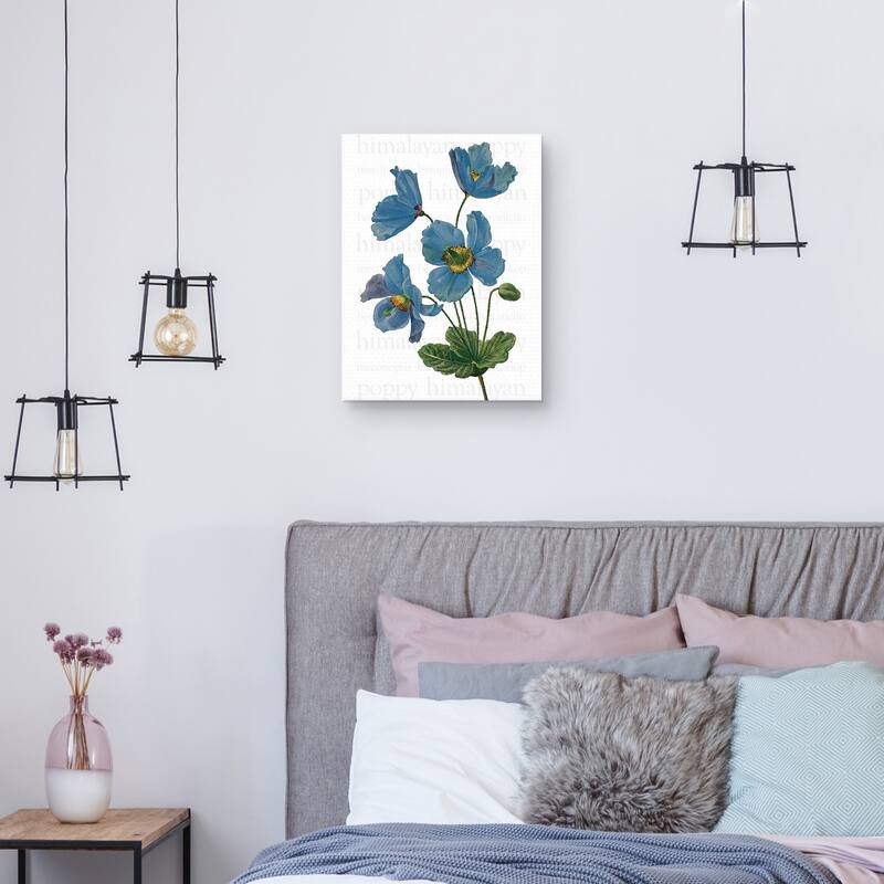 Himalayan Blue Poppy Text Canvas Art Print
