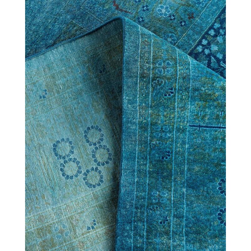 Fine Vibrance One-of-a-Kind Hand-Knotted Area Rug - Blue, 8' 1" x 8' 3" - 8' 1" x 8' 3"