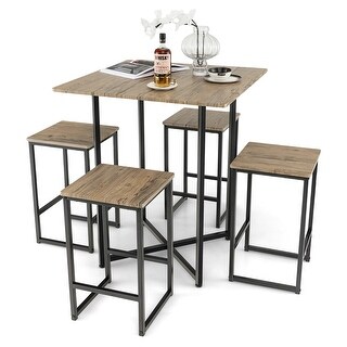 Gymax 5 Pieces Square Dining Table and Chair Set Kitchen Furniture ...