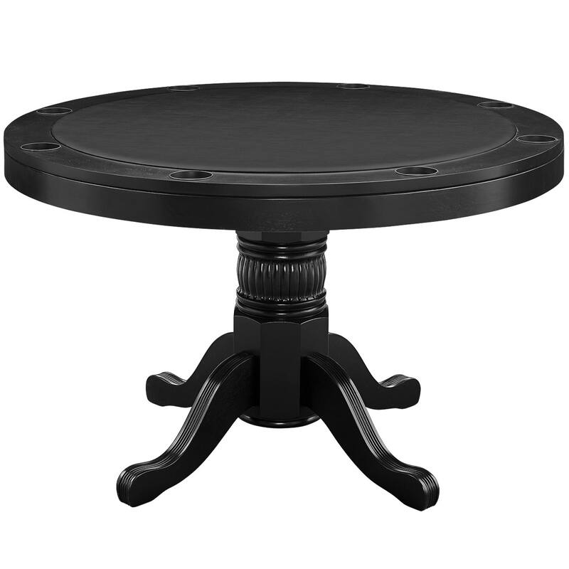 Two-in-one 48 Inch Poker and Game Table With Padded Vinyl Poker Surface By RAM Game Room - 48 INCH - Black