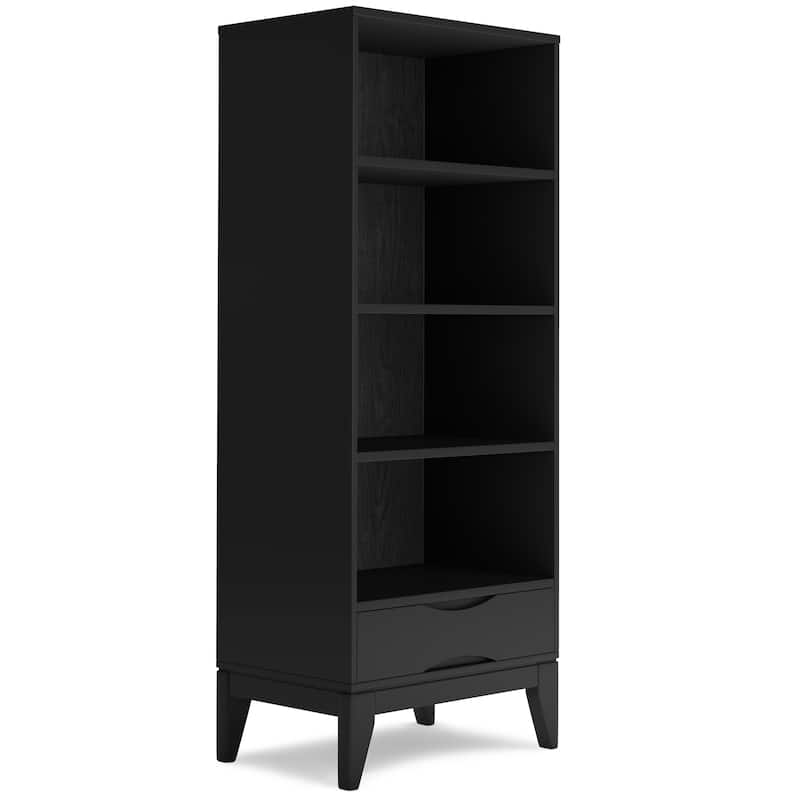 WYNDENHALL Pearson SOLID HARDWOOD 60 x 24 inch Mid Century Modern Bookcase with Storage - 24"w x 16"d x 60"h