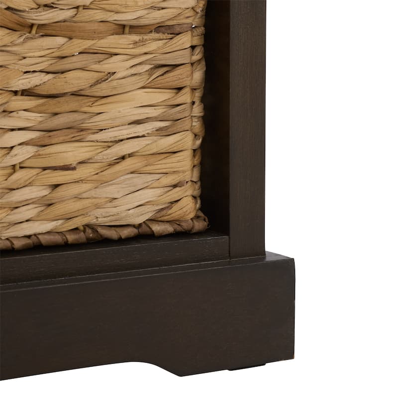 SAFAVIEH Faith Distressed Black 5-Drawer Wicker Basket Storage Tower - 17.3" x 13.4" x 46.1" - 17"W x 13"D x 46"H