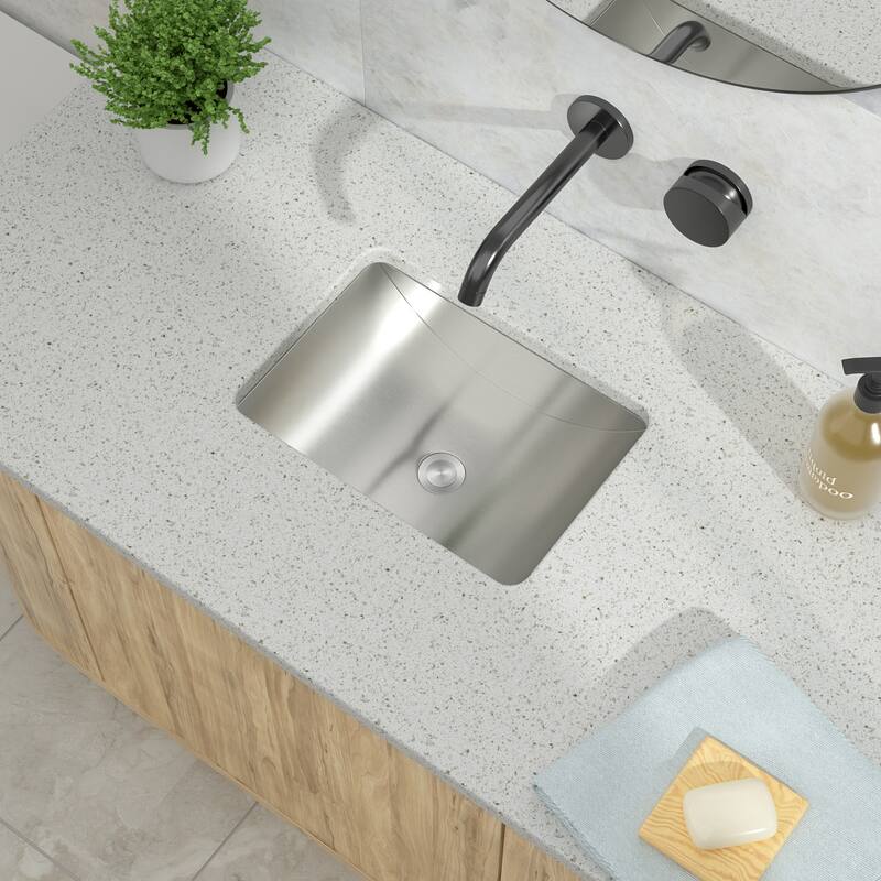 Kichae Stainless Steel Bathroom Sink Undermount - 18"x13" Bathroom Vanity Sink Stainless Steel Rectangle with Pop Up Drain