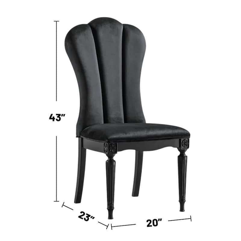 Set of 2 Upholstered Dining Chairs with Turned Fluted Legs