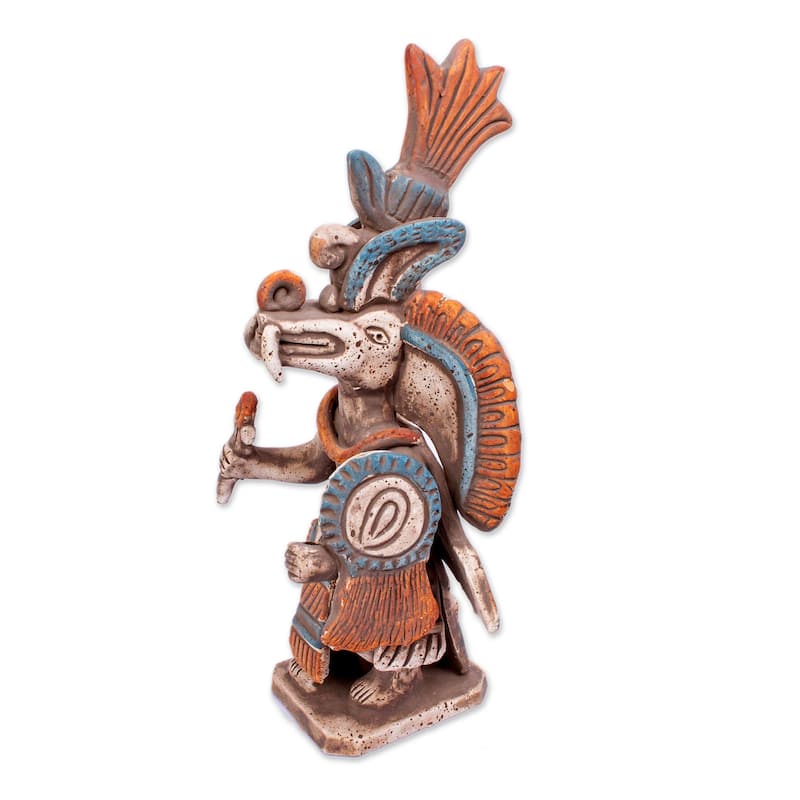 Novica Handmade Aztec Dual God Ceramic Sculpture