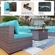 preview thumbnail 28 of 28, Kullavik 15PCS Outdoor Patio Furniture Set with Fire Pit Table & Glass Top Coffee Table