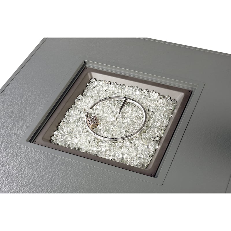 Square 42 in. x 42 in. Aluminum Propane Fire Pit Table with Glass Beads, Two Covers, Lid, 57,000 BTUs - N/A