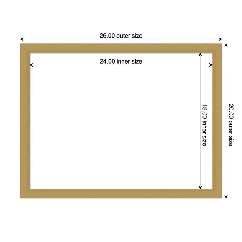Amanti Art Grace Brushed Gold Narrow Framed Dry Erase Magnetic Board - 26 x 20 in - Grace Brushed Gold Narrow