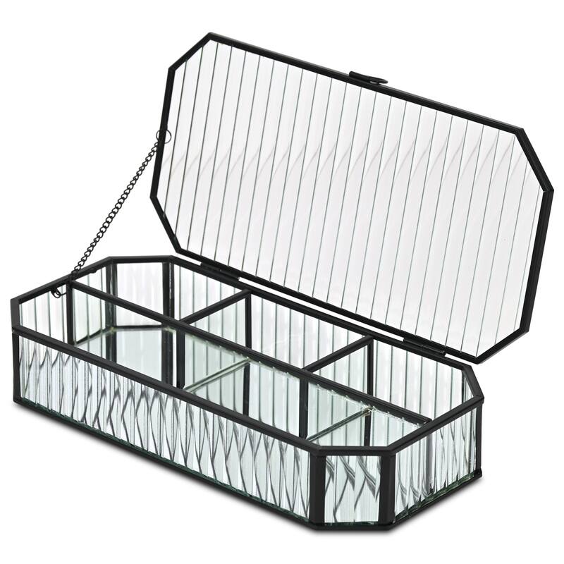 Zelara 11.6" Fluted Glass Mirrored Display Box - N/A