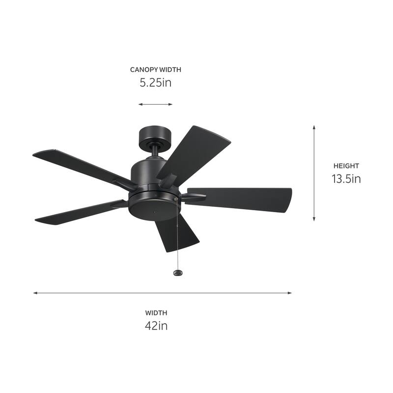 Kichler Lighting Lucian II 42 inch Indoor Satin Black Ceiling Fan