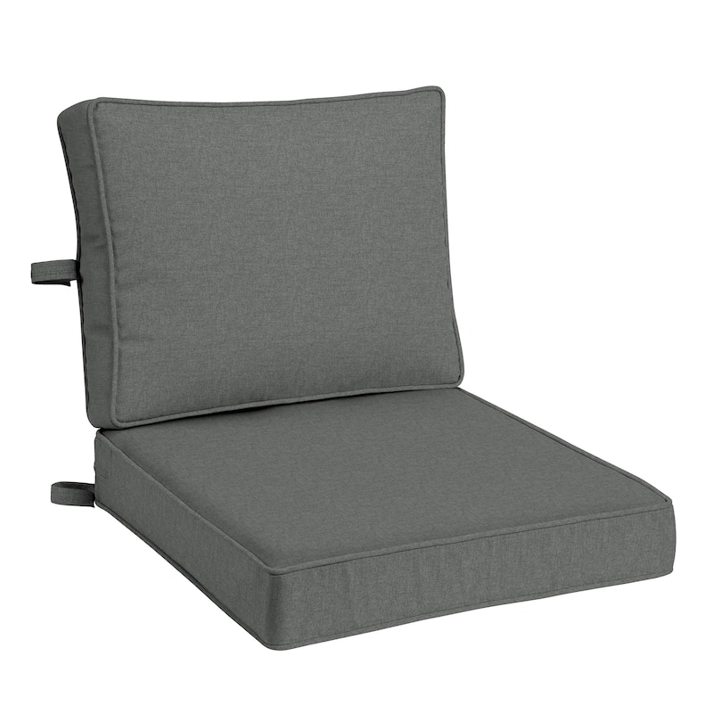 ARDEN Foam Outdoor Double Welted Deep Seat Cushion Set, 24 x 24 - Heathered Charcoal Woven Solid