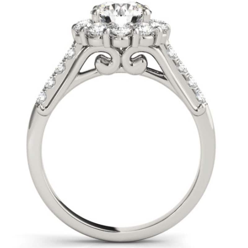 2 1/2 Ct Halo Diamond Engagement Ring White Gold Lab Grown