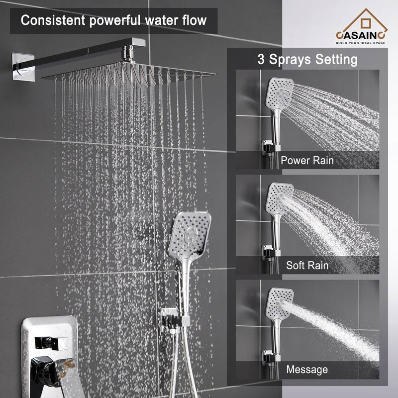 Wall-mounted rain shower faucet with pressure balanced valve