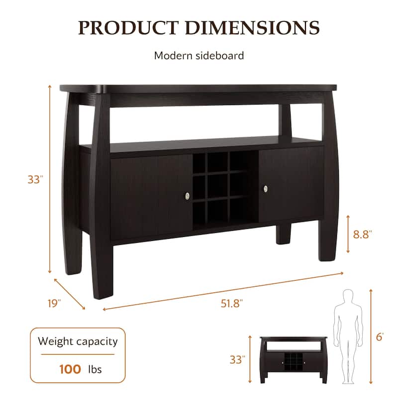 Furniture of America True Modern 51-inch Cappuccino 1-shelf Buffet Table