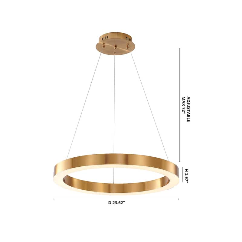 1-Light Gold LED Chandelier With An Acrylic Bottom Len